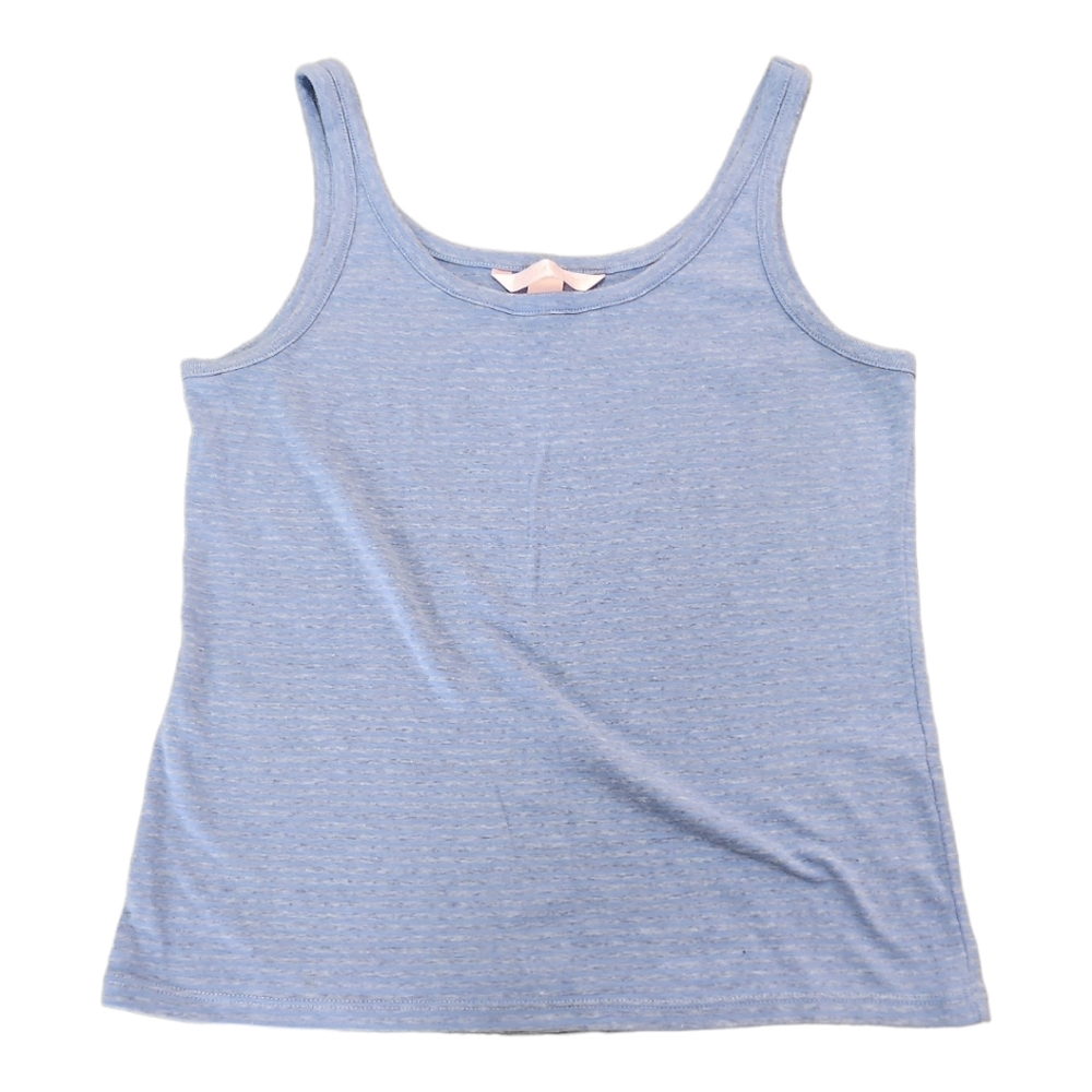 NWOT Victoria's Secret Y2k Tank Top Woman's Medium Gray/Blue Striped 100% Cotton